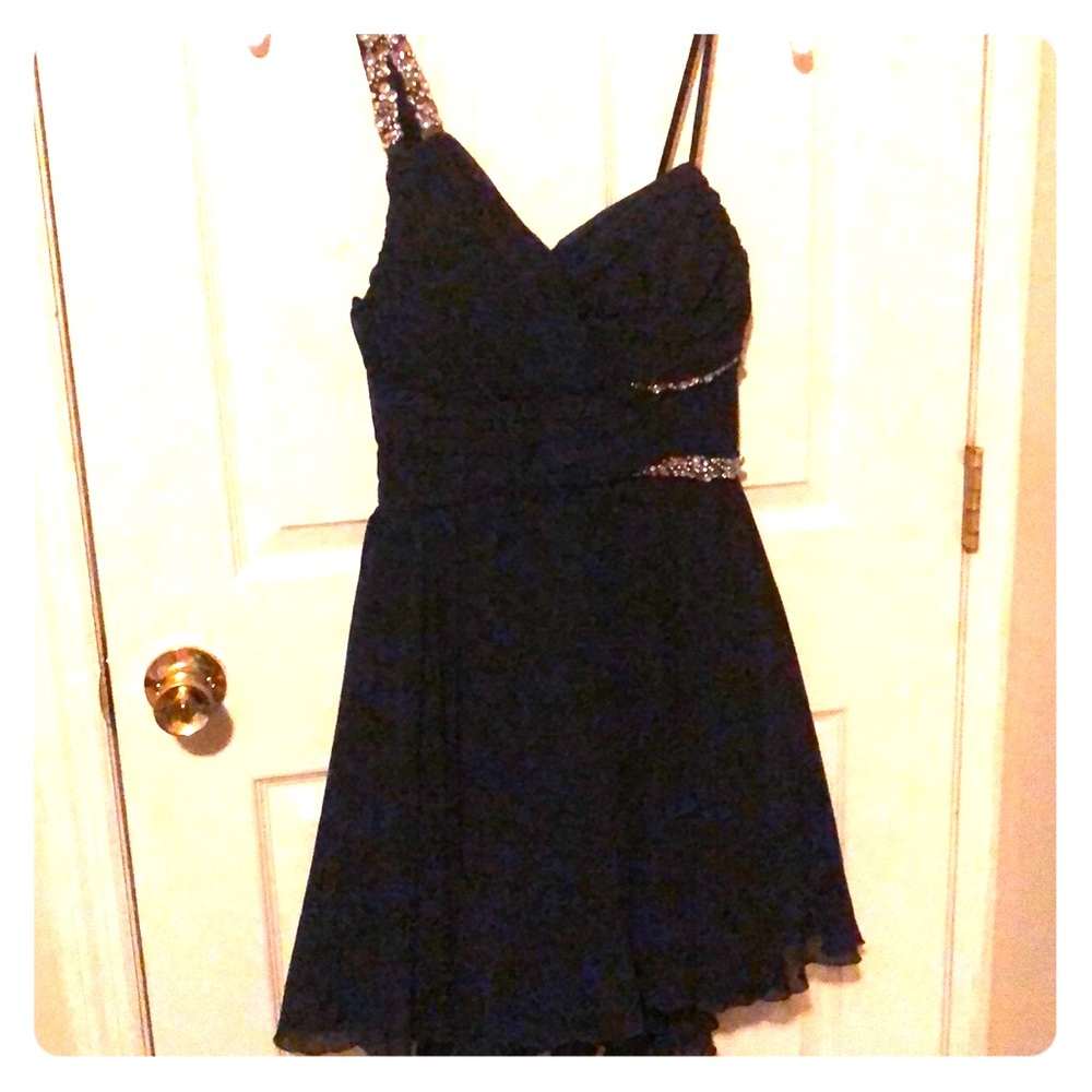 Navy Party Dress with Rhinestones